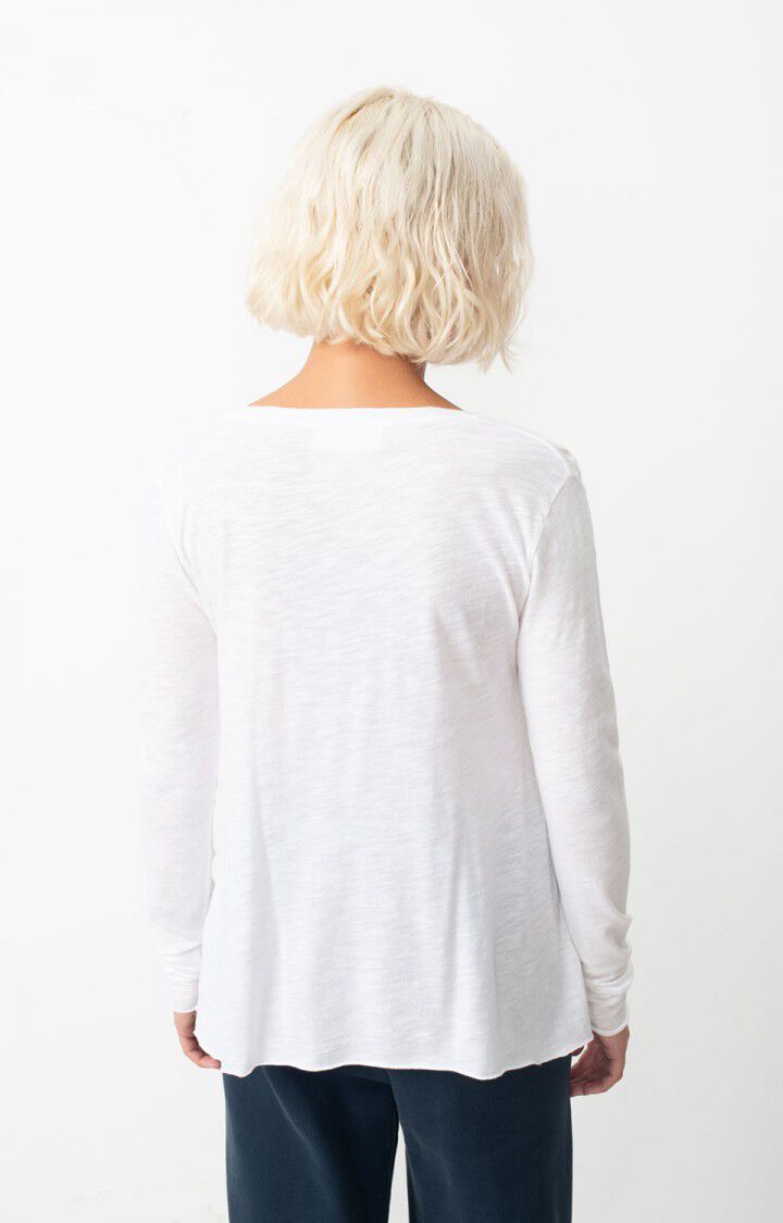American Vintage T-shirt Femme Jacksonville - BLANC 48 Manches Longues Blanc - E25