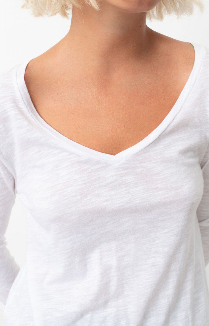 American Vintage T-shirt Femme Jacksonville - BLANC 48 Manches Longues Blanc - E25