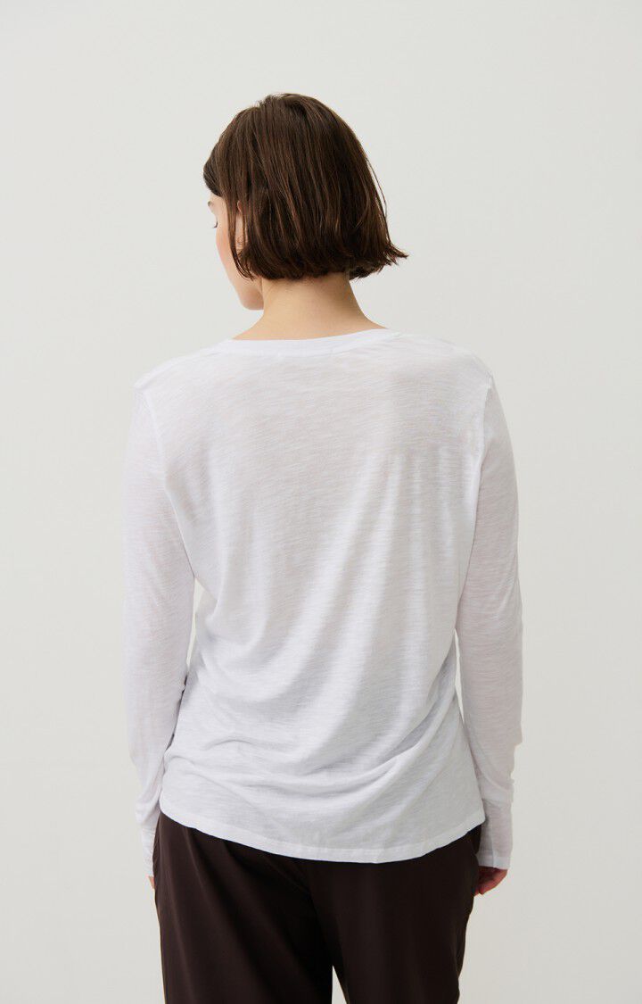 American Vintage T-shirt Femme Jacksonville - BLANC 65 Manches Longues Blanc - E25