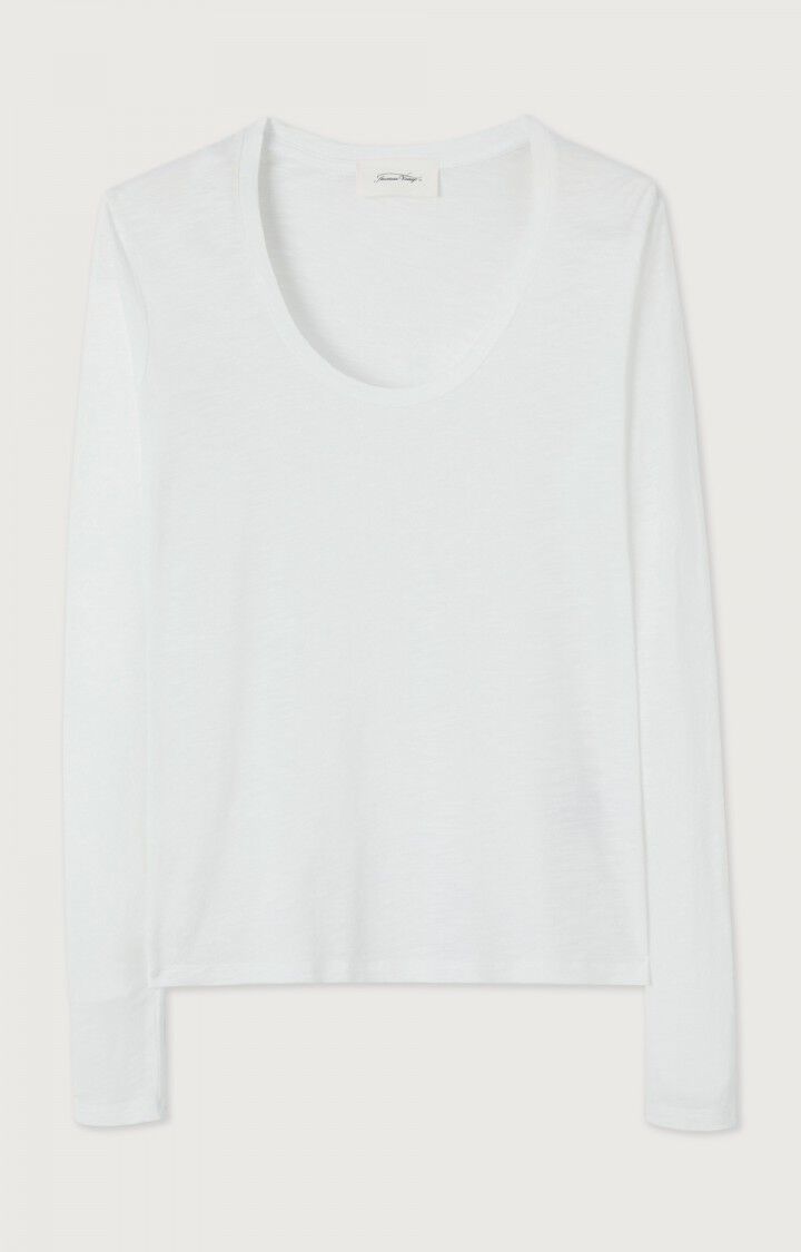 American Vintage T-shirt Femme Jacksonville - BLANC 65 Manches Longues Blanc - E25