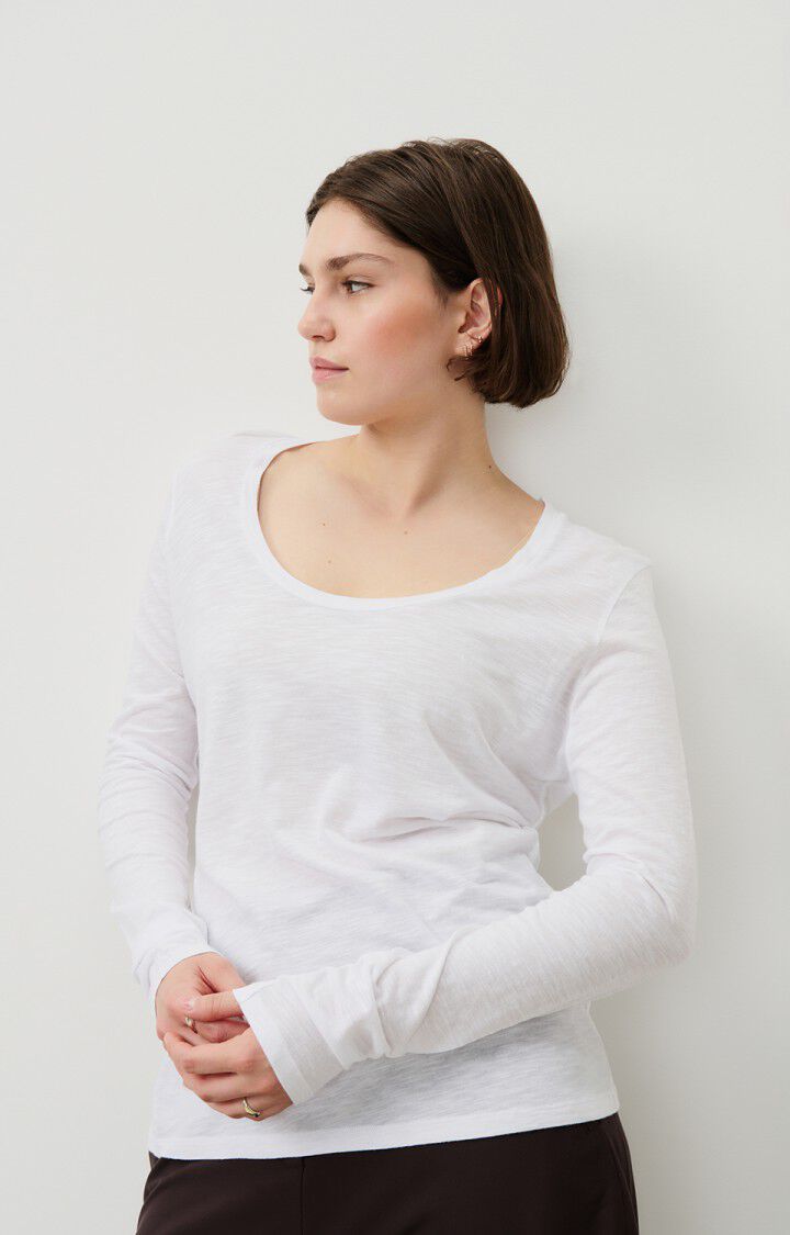 american vintage T-shirt femme Jacksonville - BLANC 65 Manches longues Blanc - E25