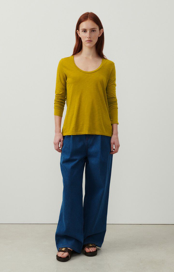 American Vintage T-shirt Femme Jacksonville - BRONZE VINTAGE 65 Manches Longues Jaune - E24