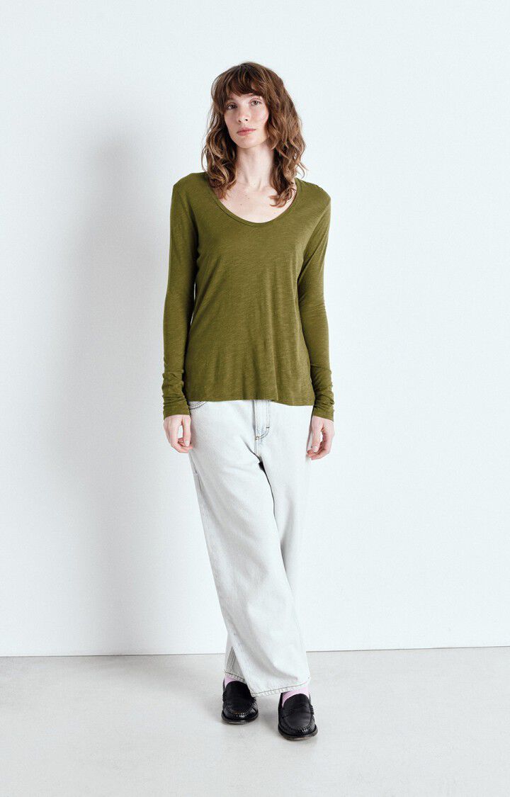 American Vintage T-shirt Femme Jacksonville - BUISSON VINTAGE 65 Manches Longues Vert - E25