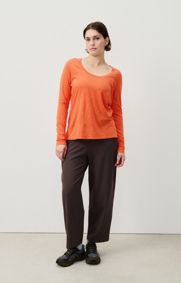 American Vintage T-shirt Femme Jacksonville - BUTTERNUT CHINE 65 Manches Longues Orange - H24