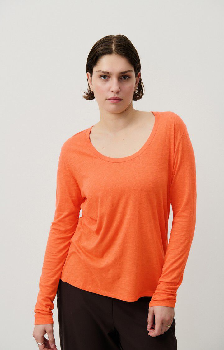 american vintage T-shirt femme Jacksonville - BUTTERNUT CHINE 65 Manches longues Orange - H24