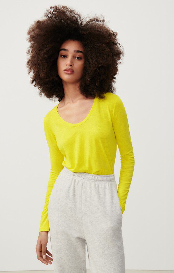 american vintage T-shirt femme Jacksonville - CITRON VINTAGE 65 Manches longues Jaune - E24
