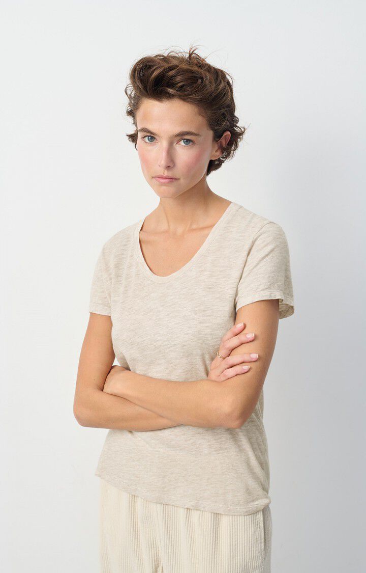 american vintage T-shirt femme Jacksonville - CREME CHINE 15 Manches courtes Beige - E25