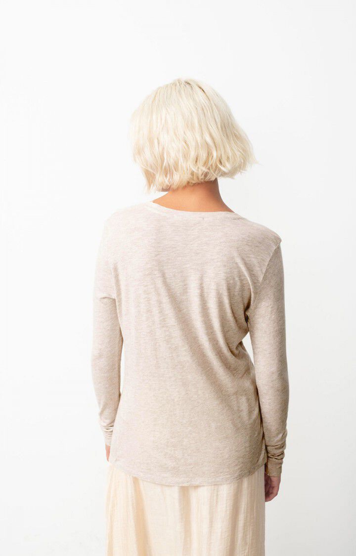 American Vintage T-shirt Femme Jacksonville - CREME CHINE 65 Manches Longues Beige - E25