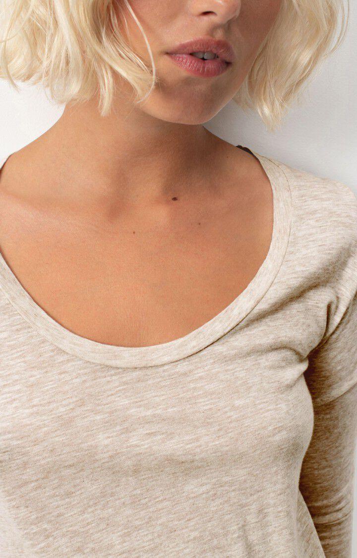 American Vintage T-shirt Femme Jacksonville - CREME CHINE 65 Manches Longues Beige - E25