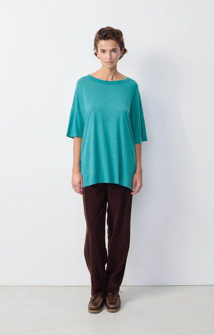 American Vintage T-shirt Femme Jacksonville - EMERAUDE CHINE 17 Manches Courtes Bleu - H24