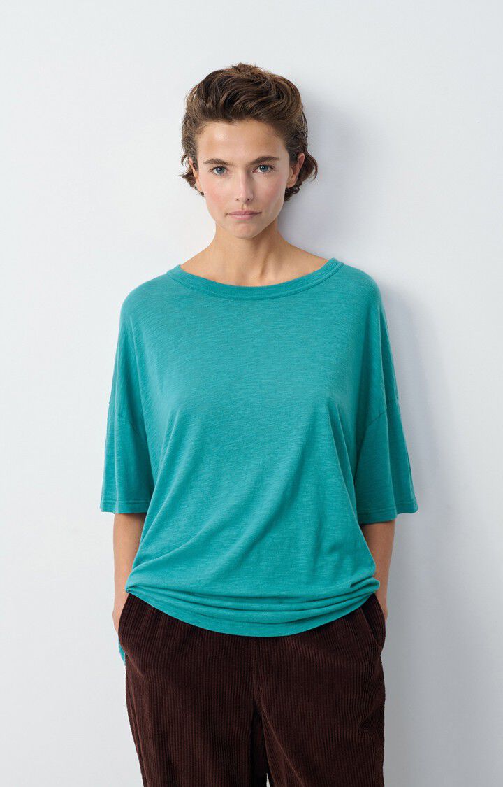 american vintage T-shirt femme Jacksonville - EMERAUDE CHINE 17 Manches courtes Bleu - H24