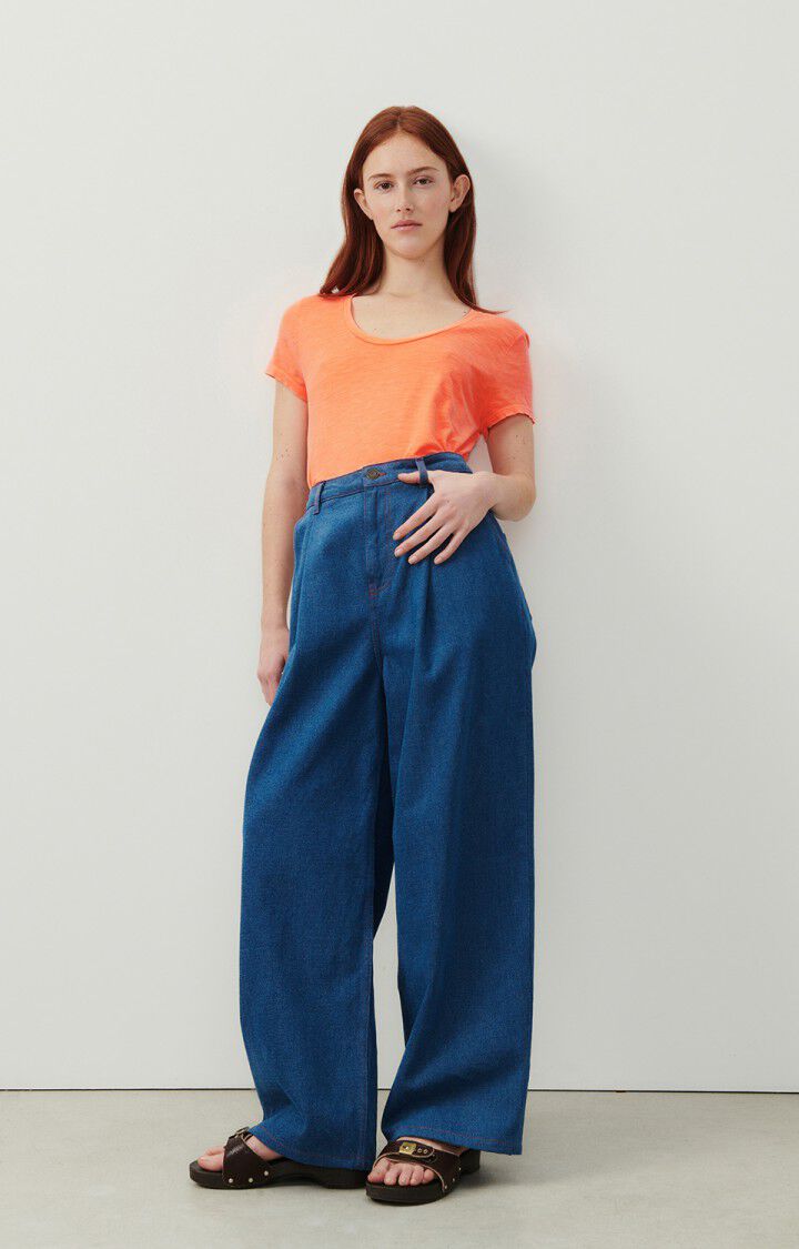 American Vintage T-shirt Femme Jacksonville - FEU FLUO 15 Manches Courtes Orange - E24