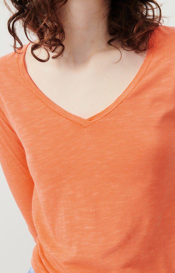 American Vintage T-shirt Femme Jacksonville - FEU FLUO 48 Manches Longues Orange - E24