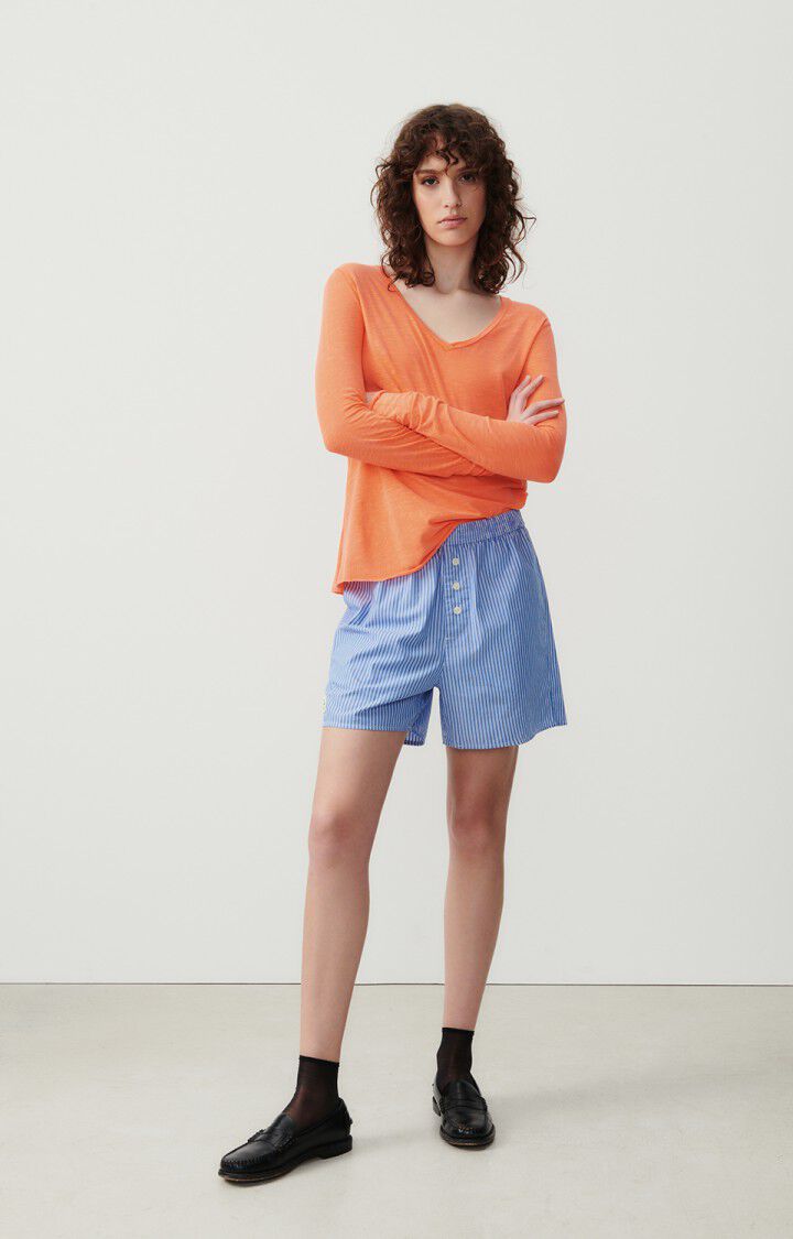 American Vintage T-shirt Femme Jacksonville - FEU FLUO 48 Manches Longues Orange - E24