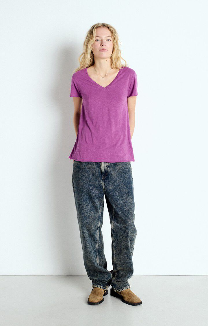 American Vintage T-shirt Femme Jacksonville - GERANIUM VINTAGE 15 Manches Courtes Violet - E25
