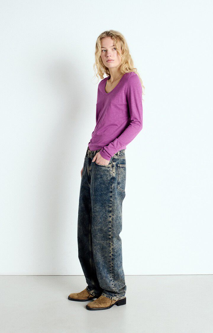 American Vintage T-shirt Femme Jacksonville - GERANIUM VINTAGE 65 Manches Longues Violet - E25