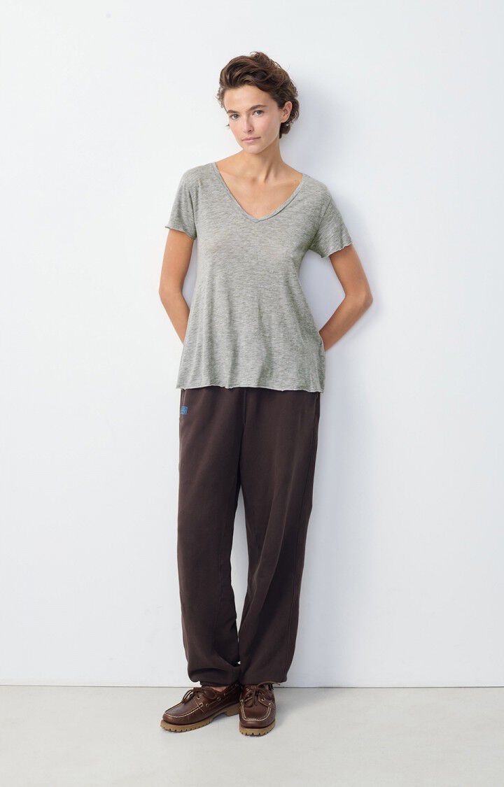 American Vintage T-shirt Femme Jacksonville - GRIS CHINE 15 Manches Courtes Gris - E25