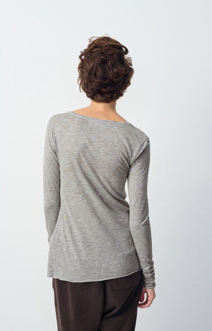 American Vintage T-shirt Femme Jacksonville - GRIS CHINE 48 Manches Longues Gris - E25