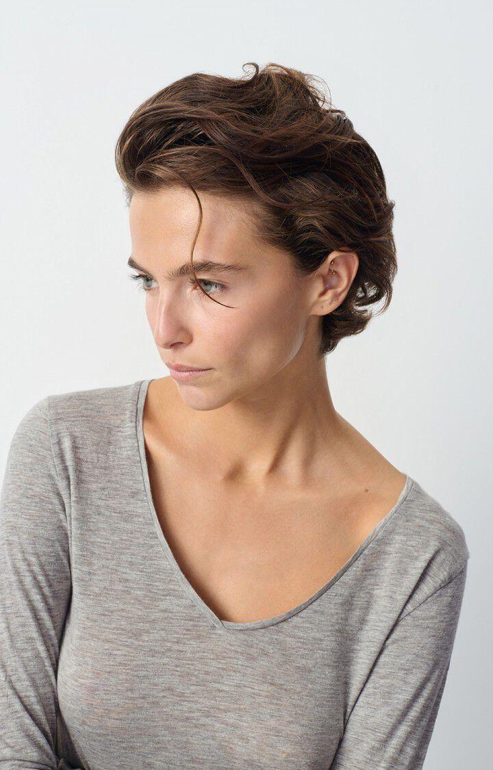 American Vintage T-shirt Femme Jacksonville - GRIS CHINE 48 Manches Longues Gris - E25