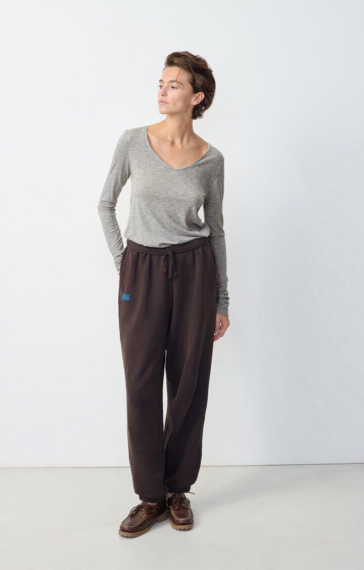 American Vintage T-shirt Femme Jacksonville - GRIS CHINE 48 Manches Longues Gris - E25