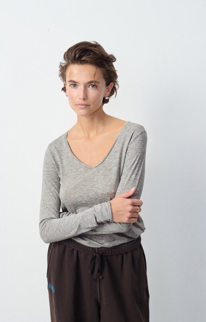 american vintage T-shirt femme Jacksonville - GRIS CHINE 48 Manches longues Gris - E25