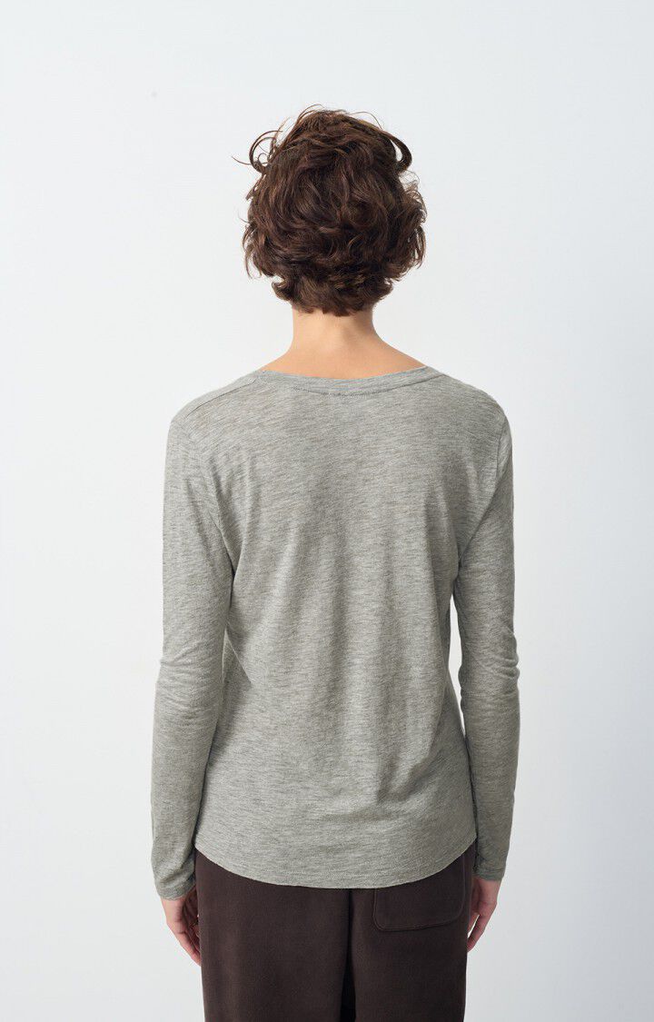 American Vintage T-shirt Femme Jacksonville - GRIS CHINE 65 Manches Longues Gris - E25