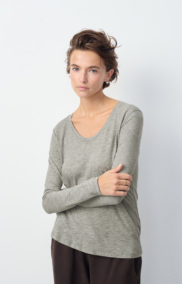 american vintage T-shirt femme Jacksonville - GRIS CHINE 65 Manches longues Gris - E25