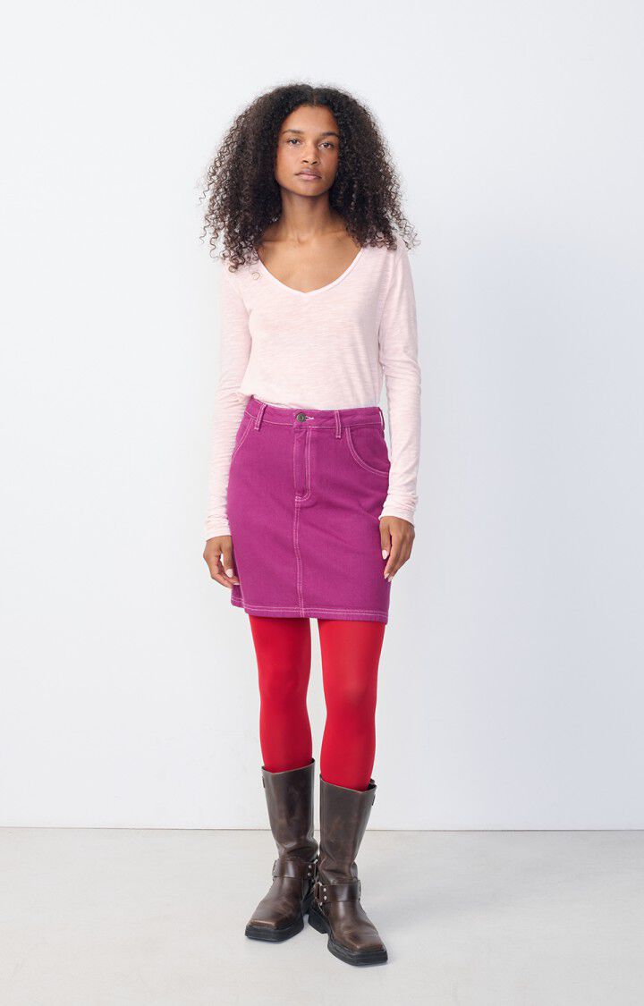 American Vintage T-shirt Femme Jacksonville - GUIMAUVE VINTAGE 68 Manches Longues Rose - E25