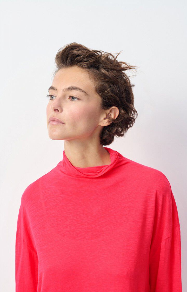 American Vintage T-shirt Femme Jacksonville - HORTENSIA FLUO 56 Manches Longues Rose - E25