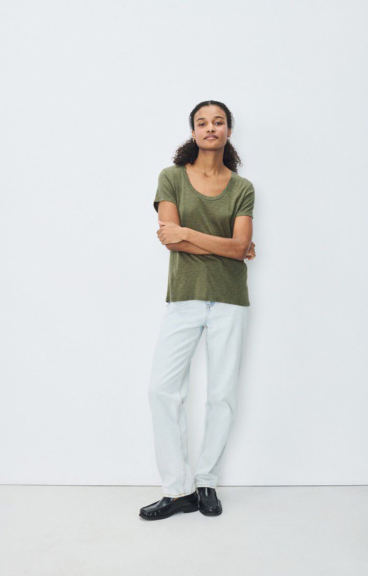 American Vintage T-shirt Femme Jacksonville - KAKI VINTAGE 15 Manches Courtes Vert - E25