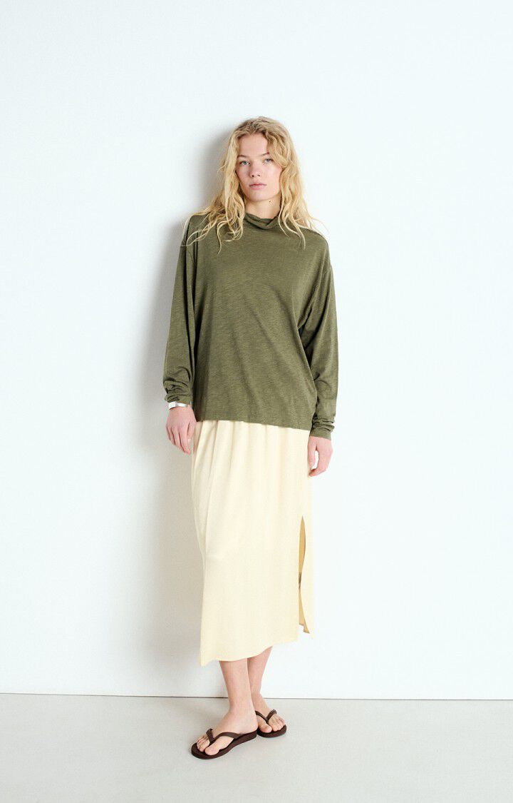 American Vintage T-shirt Femme Jacksonville - KAKI VINTAGE 56 Manches Longues Vert - E25