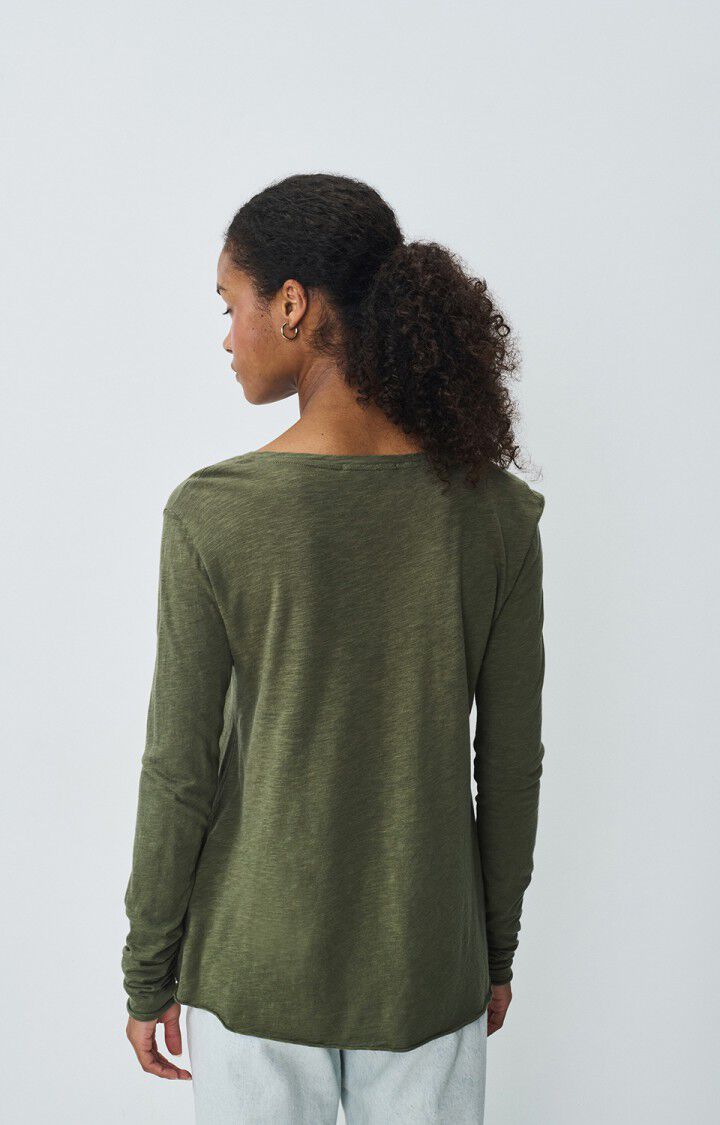 American Vintage T-shirt Femme Jacksonville - KAKI VINTAGE 68 Manches Longues Vert - E25