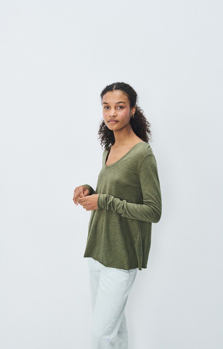 american vintage T-shirt femme Jacksonville - KAKI VINTAGE 68 Manches longues Vert - E25