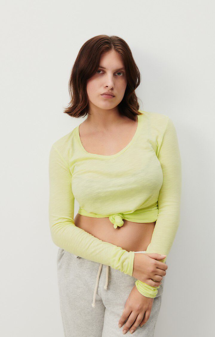american vintage T-shirt femme Jacksonville - LIME VINTAGE 65 Manches longues Jaune - E24