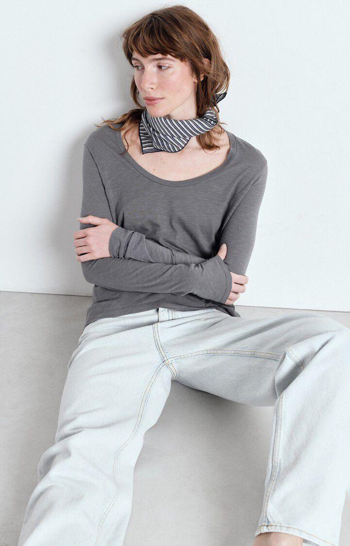 American Vintage T-shirt Femme Jacksonville - METAL VINTAGE 65 Manches Longues Gris - E25