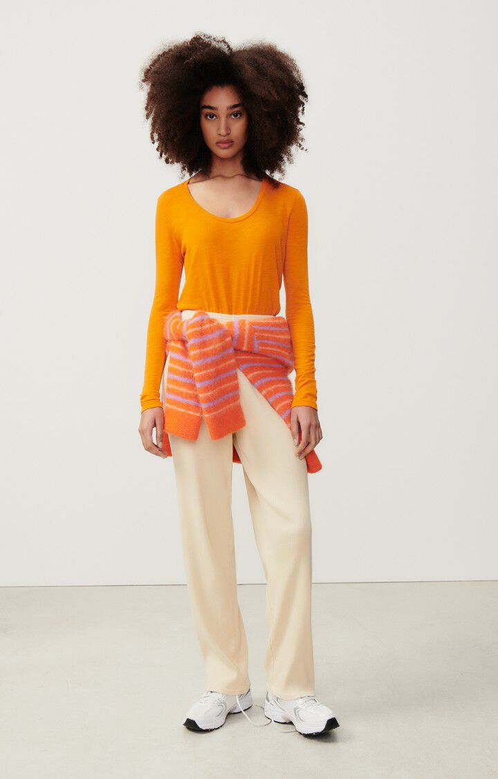 American Vintage T-shirt Femme Jacksonville - NECTARINE VINTAGE 65 Manches Longues Orange - H23