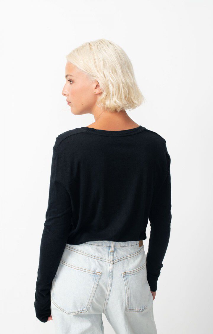 American Vintage T-shirt Femme Jacksonville - NOIR 65 Manches Longues Noir - E25