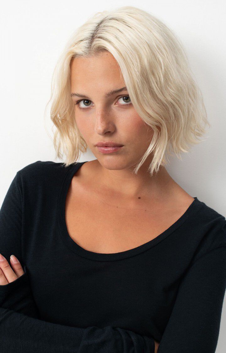 American Vintage T-shirt Femme Jacksonville - NOIR 65 Manches Longues Noir - E25