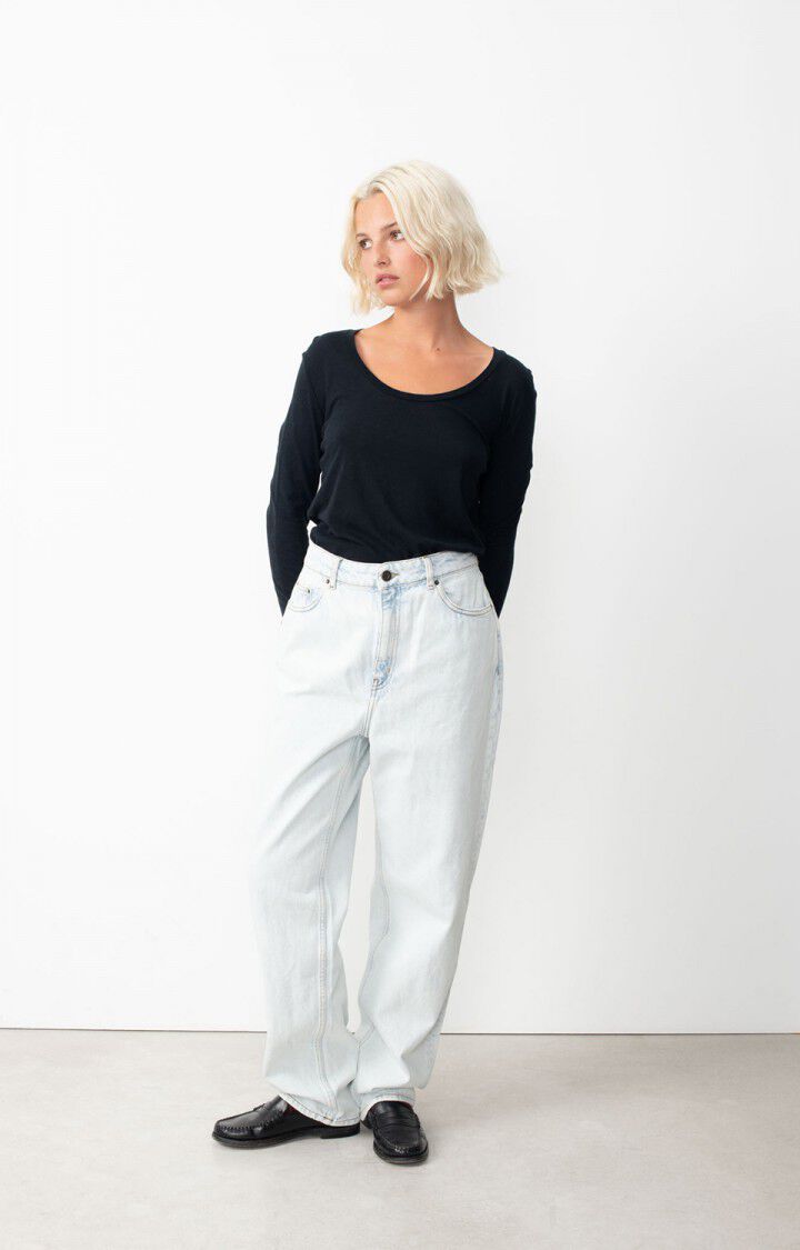 American Vintage T-shirt Femme Jacksonville - NOIR 65 Manches Longues Noir - E25