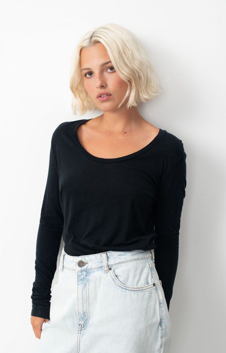 american vintage T-shirt femme Jacksonville - NOIR 65 Manches longues Noir - E25