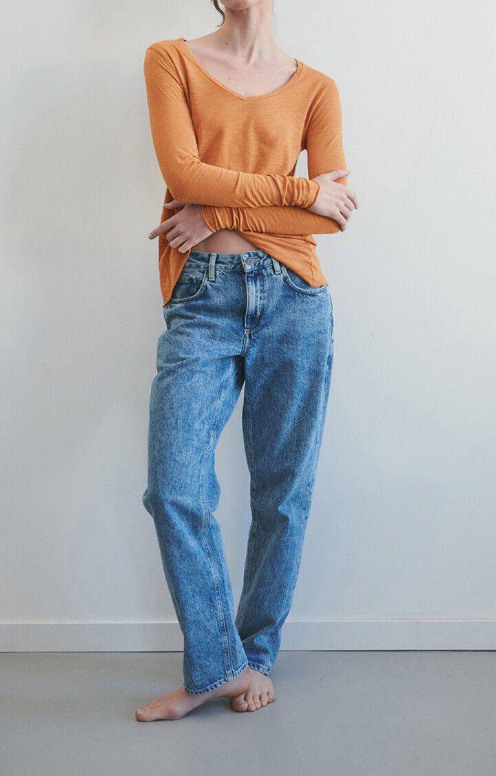 American Vintage T-shirt Femme Jacksonville - NOISETTE VINTAGE 68 Manches Longues Marron - E23