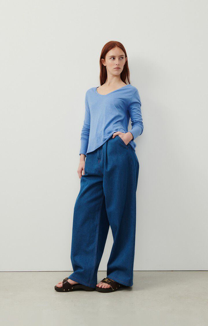 American Vintage T-shirt Femme Jacksonville - PACIFIQUE VINTAGE 48 Manches Longues Bleu - E24