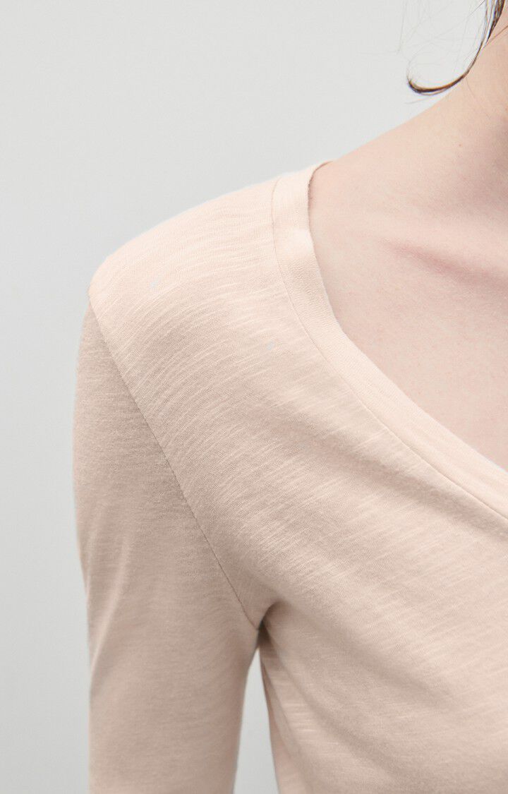 American Vintage T-shirt Femme Jacksonville - PERLE VINTAGE 65 Manches Longues Beige - E23