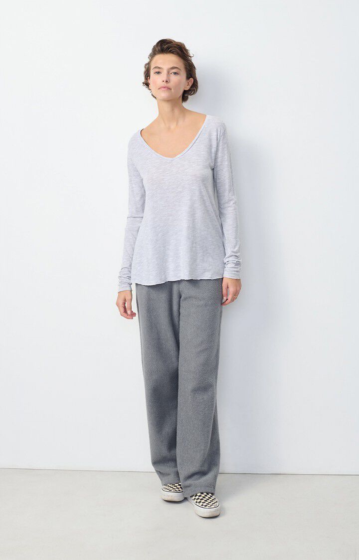 American Vintage T-shirt Femme Jacksonville - POLAIRE CHINE 48 Manches Longues Gris - E25