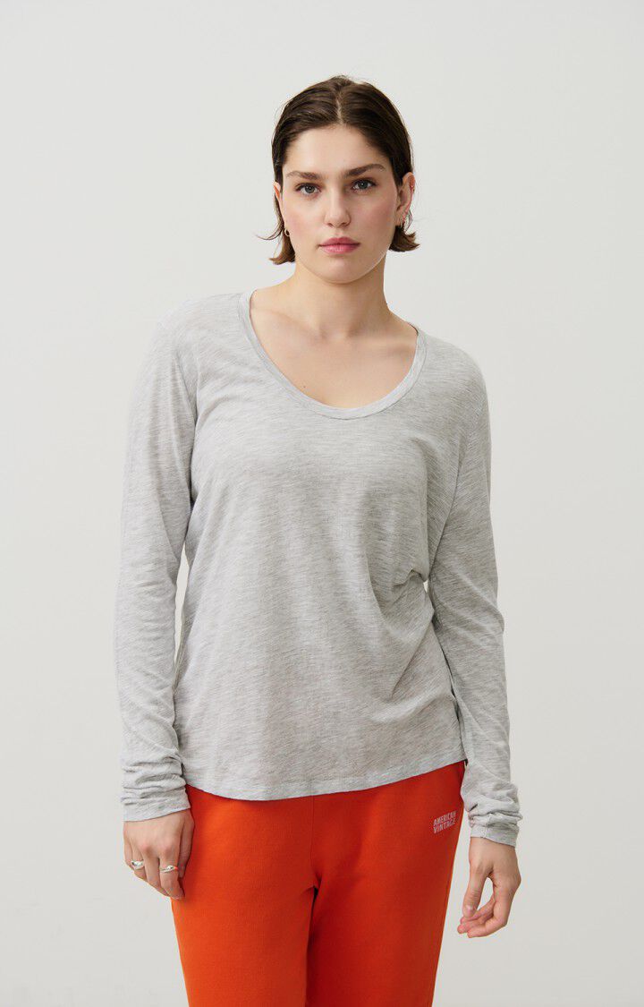 american vintage T-shirt femme Jacksonville - POLAIRE CHINE 65 Manches longues Gris - E25