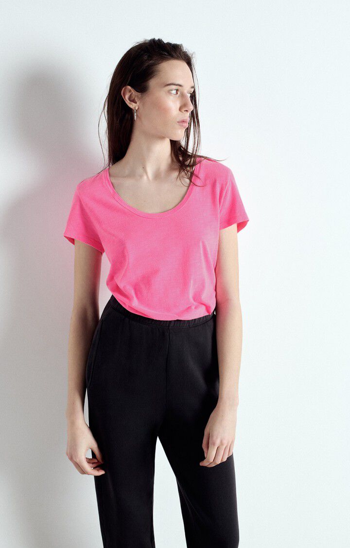 american vintage T-shirt femme Jacksonville - ROSE FLUO 15 Manches courtes Rose - E25