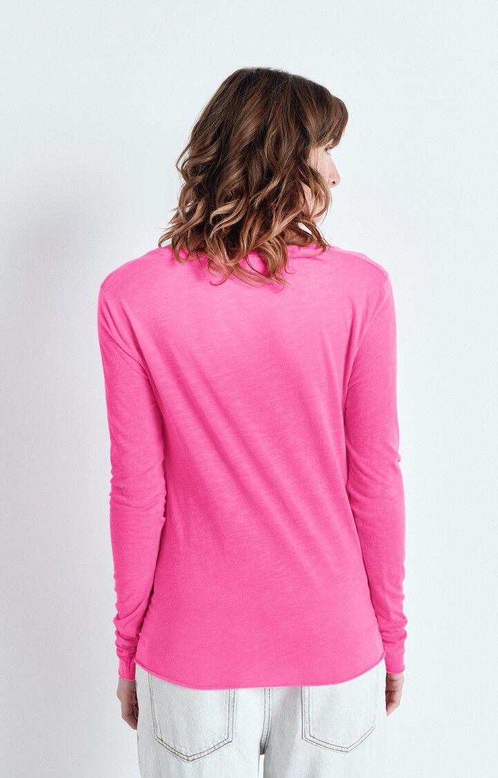American Vintage T-shirt Femme Jacksonville - ROSE FLUO 68 Manches Longues Rose - E25