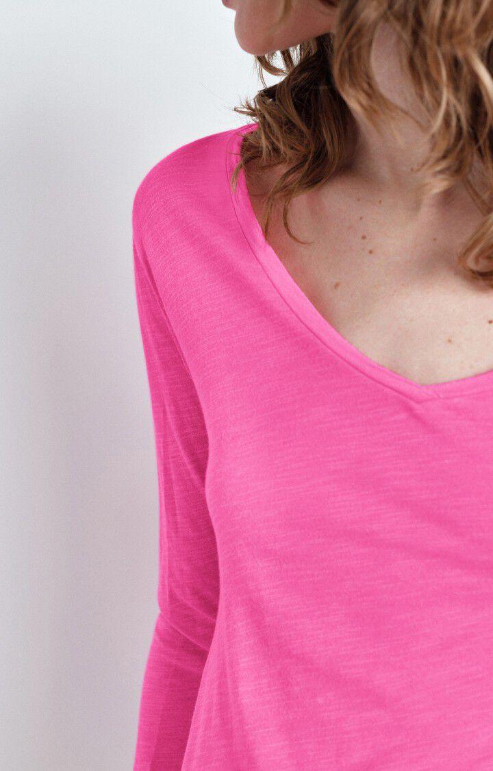 American Vintage T-shirt Femme Jacksonville - ROSE FLUO 68 Manches Longues Rose - E25