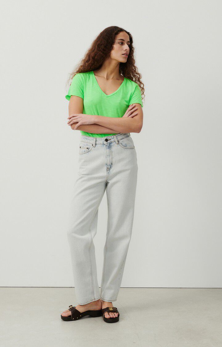 American Vintage T-shirt Femme Jacksonville - VERT FLUO 15 Manches Courtes Vert - E24