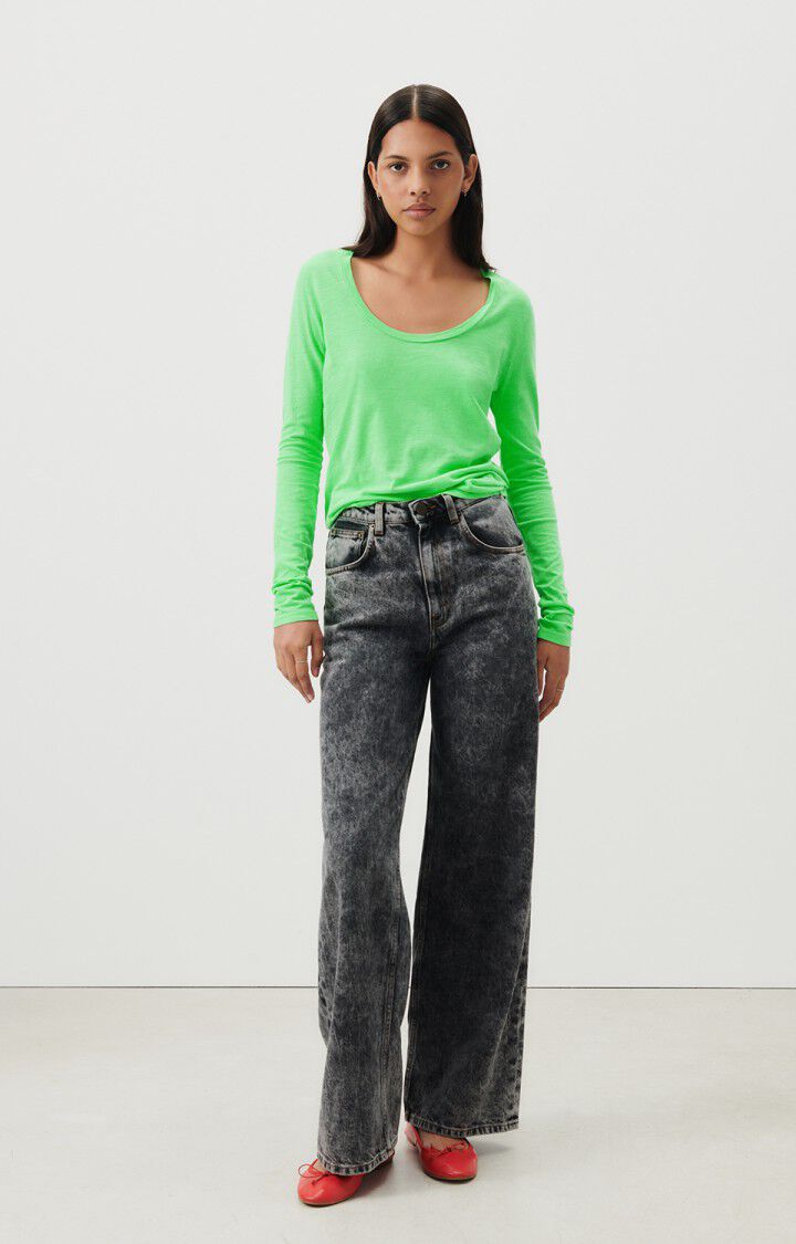 American Vintage T-shirt Femme Jacksonville - VERT FLUO 65 Manches Longues Vert - E24